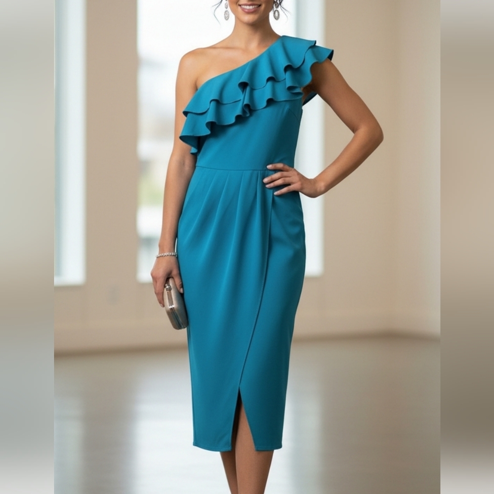 GRACE KARIN Women's Sleeveless One Shoulder Midi Cocktail Party Dress